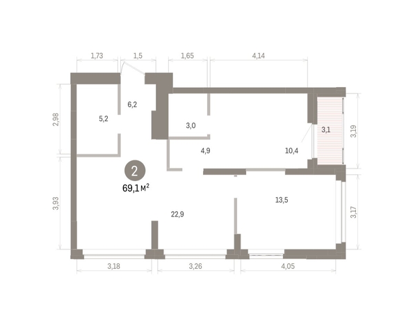 
  Продается 2-комн. квартира 69.14 м², в ЖК Кварталы Драверта, дом 5. Фото 1.
