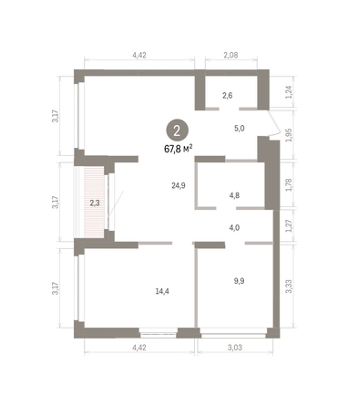 
  Продается 2-комн. квартира 67.77 м², в ЖК Кварталы Драверта, дом 5. Фото 1.