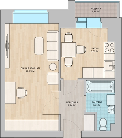 
  Продается 1-комн. квартира 34 м². Фото 1.