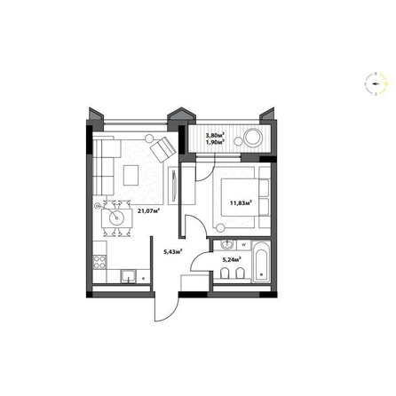 
  Продается 1-комн. квартира 45.47 м², в ЖК Северное Сияние Бизнес. Фото 2.