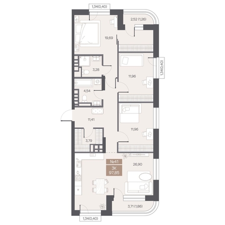
  Продается 3-комн. квартира 97.85 м², в ЖК ЦЕНТР-ПАРК на Волочаевской. Фото 1.