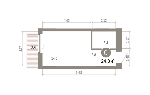 
  Продается студия 24.76 м², в ЖК Кварталы Драверта, дом 6. Фото 1.