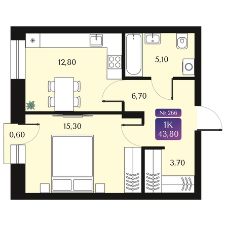 
  Продается 1-комн. квартира 43.8 м², в ЖК Северное Сияние Премиум. Фото 2.