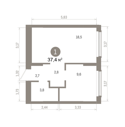 
  Продается 1-комн. квартира 37.43 м², в ЖК Кварталы Драверта, дом 6. Фото 1.