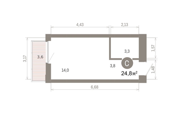
  Продается студия 24.77 м², в ЖК Кварталы Драверта, дом 6. Фото 1.