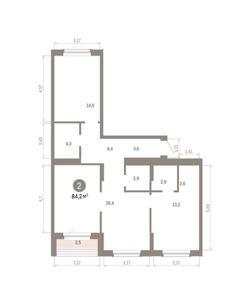 
  Продается 2-комн. квартира 84.19 м², в ЖК Кварталы Драверта, дом 6. Фото 1.