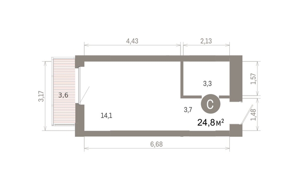 
  Продается студия 24.75 м², в ЖК Кварталы Драверта, дом 6. Фото 1.