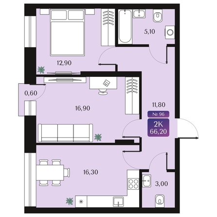 
  Продается 2-комн. квартира 66.2 м², в ЖК Северное Сияние Премиум. Фото 2.