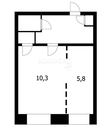 
   Продам 2-комнатную, 23 м², Кольцевой проезд, 33/1

. Фото 1.