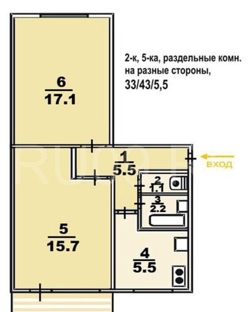 
   Продам 2-комнатную, 47.1 м², Ивана Черных ул, 95

. Фото 4.