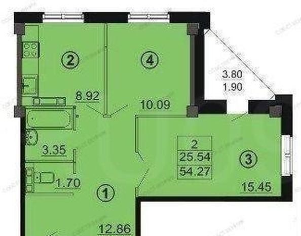 
  Продается 2-комн. квартира, 54.3 м², Архитектора Василия Болдырева ул, д. 2
. Фото 10.