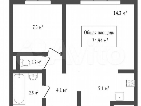 
  Продается 2-комн. квартира, 35.1 м², Юрия Ковалева ул, д. 43а
. Фото 1.