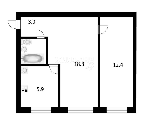 
   Продам 2-комнатную, 42.5 м², Строителей ул, 17

. Фото 12.