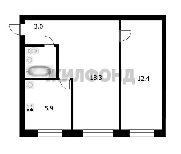 
   Продам 2-комнатную, 42.5 м², Строителей ул, 17

. Фото 10.