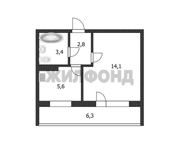 
  Продается 1-комн. квартира, 26.1 м², Урожайный пер, д. 27Б
. Фото 13.