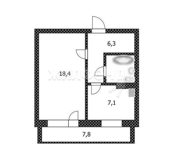 
   Продам 1-комнатную, 39.32 м², Королёва ул, 16Б

. Фото 1.