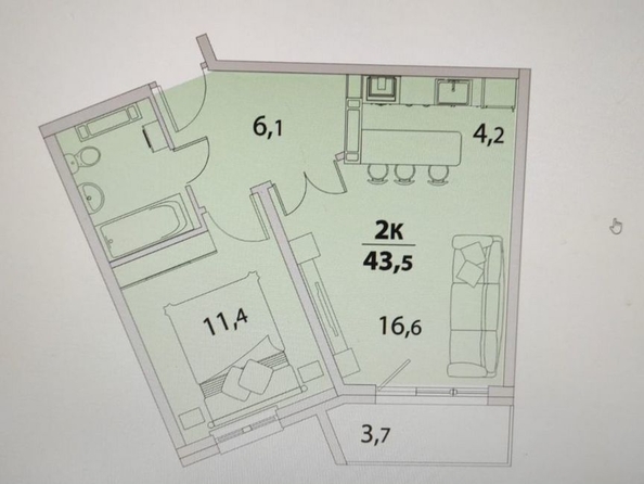 
  Продается 2-комн. квартира, 42.5 м², ЖК Радонежский, Береговая дом 25
. Фото 16.
