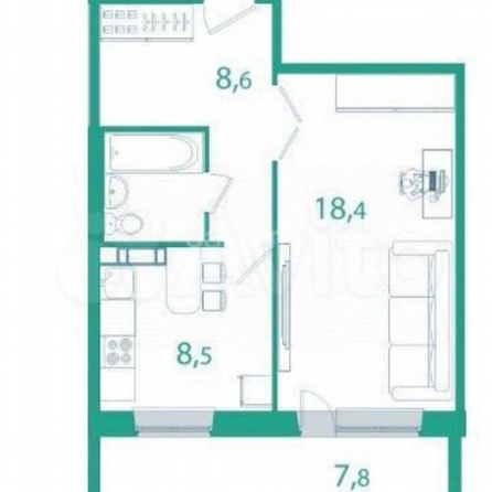 
   Продам 1-комнатную, 39.1 м², Южные Ворота, Титова дом 6а

. Фото 14.