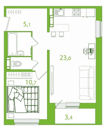 
   Продам 2-комнатную, 49.2 м², Пришвина ул, 44

. Фото 1.