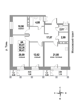 
   Продам 4-комнатную, 96.41 м², Московский, дом 1

. Фото 1.