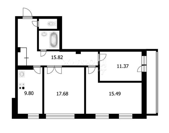 
   Продам 3-комнатную, 76 м², Челюскинцев ул, 2

. Фото 8.