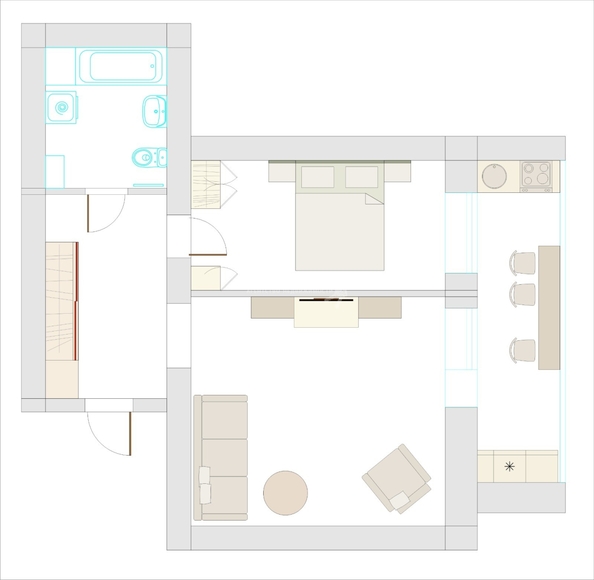 
  Сдам в аренду 1-комнатную квартиру, 51 м², Томск

. Фото 7.