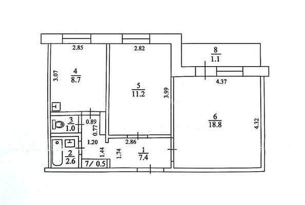 
   Продам 2-комнатную, 50.2 м², Победы ул, 22

. Фото 6.