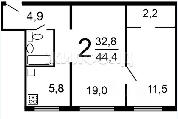 
   Продам 2-комнатную, 43.6 м², Трамвайная ул, 3

. Фото 10.