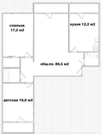 
  Продается 3-комн. квартира, 86.5 м², Андрея Крячкова ул, д. 37
. Фото 16.