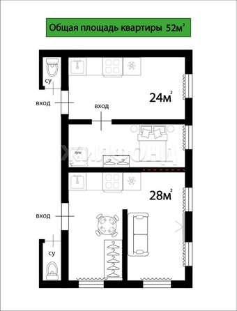 
  Продается 3-комн. квартира, 52.1 м², Карла Маркса ул, д. 15а
. Фото 11.
