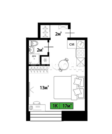 
  Продается студия, 17 м², Иркутский тракт, д. 78/2
. Фото 14.