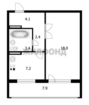 
  Продается 1-комн. квартира, 35.1 м², Дальне-Ключевская ул, д. 16б
. Фото 11.