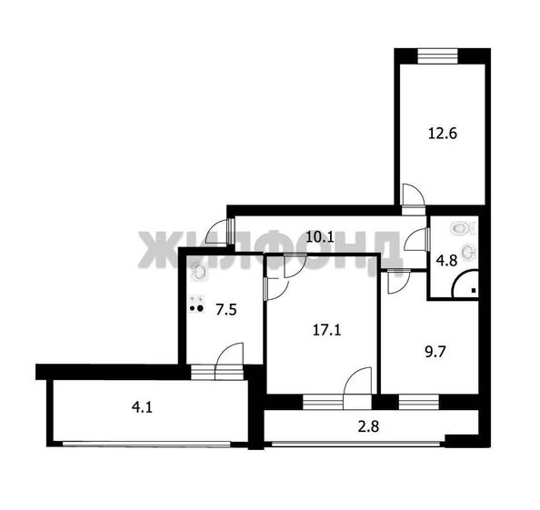 
  Продается 3-комн. квартира, 61.7 м², Коммунистический пр-кт, д. 145
. Фото 14.