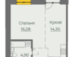 Семья, 4 очередь, б/c 8: Планировка 1-комн 53,88 м²