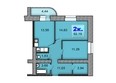 Фрегат: Планировка 2-комнатной квартиры 62,18 кв.м