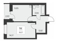 Квартал на Игарской, дом 1 мон: Планировка 1-комн 36,37 м²