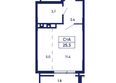 Gorizont (Горизонт), дом 2: Планировка Студия 25,3 - 25,5 м²