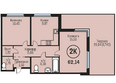 Адалин на Южном, дом 15 корпус 4: Планировка 2-комн 62,14 м²