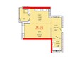 Кларус-парк: Планировка однокомнатной квартиры 44,14 кв.м.