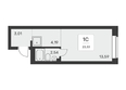 Расцветай на Авиастроителей: Планировка Студия 23,19, 23,33 м²