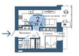 Портовый. Речной квартал, к 1: Планировка 2-комн 39,6 м²