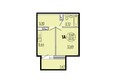 Эволюция, 1 очередь, б/с 1-11: Планировка однокомнатной квартиры 33,25 кв.м
