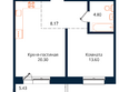 Сибиряков, блок-секция 3: Планировка 1-комн 52,3 м²