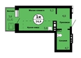 Серебряный, дом 1 корпус 3: Планировка Студия 24,9 - 25,6 м²