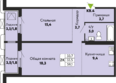 Шотландия, Солнечная поляна 73: Планировка 2-комн 59,1, 59,2 м²