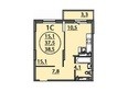 Матрешкин двор, 105, дом 1, сек 2: Планировка 1-комн 38,3 м²