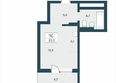 Расцветай на Учительской: Планировка Студия 33 м²