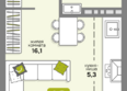Счастливый квартал, дом 3: Планировка Студия 32,1 - 32,4 м²