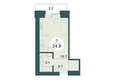 Снегири, дом 10: Планировка 1-комн 24,8, 25 м²