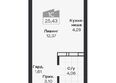 Квартал 54, дом 1: Планировка Студия 25,43 - 25,98 м²